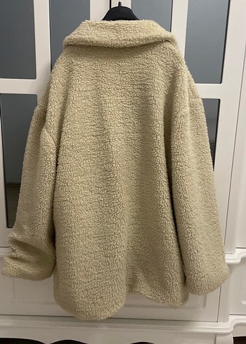 Bej Kadın Peluş Midi Kaban - Görsel 3
