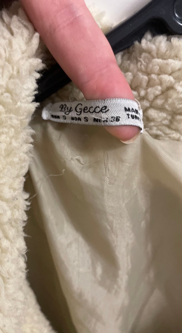 Bej Kadın Peluş Midi Kaban - Görsel 2