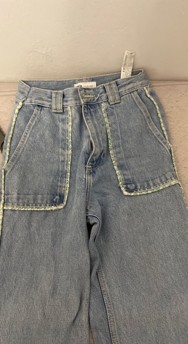 Mavi Pastel Renkli Kadın Denim Bol Kesim Pantolon - Görsel 3