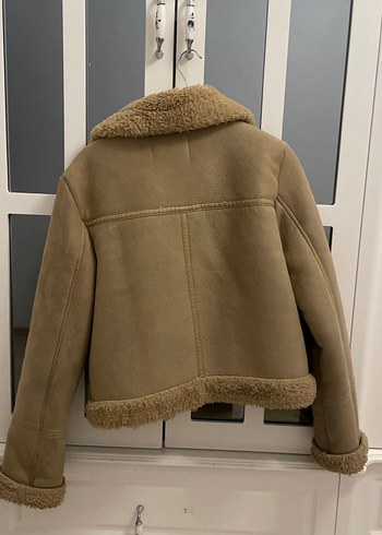 Kürklü Bej Süet Kadın mont - Görsel 3