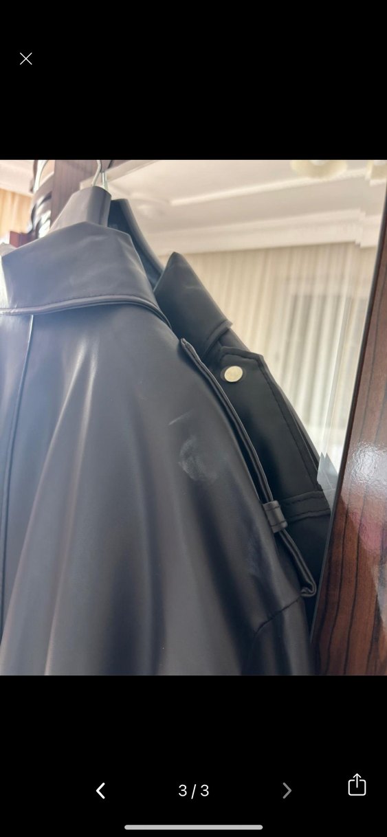 Siyah Deri Kemerli Çeket - Görsel 3