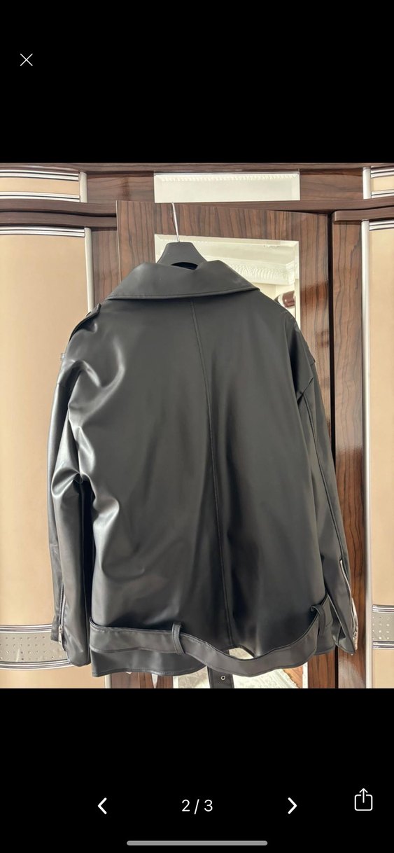 Siyah Deri Kemerli Çeket - Görsel 2