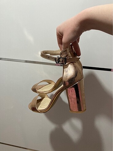 38 Beden Abiye çanta ayakkabı rose gold