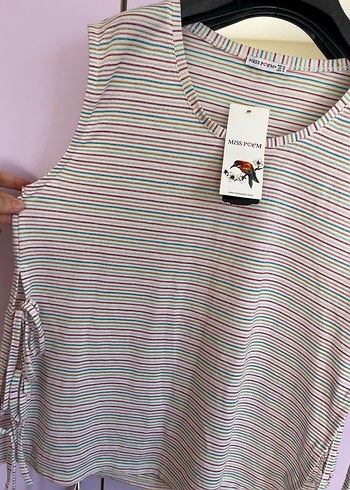 Çok Renkli Pamuklu Kolsuz Mini Tişört - Görsel 4