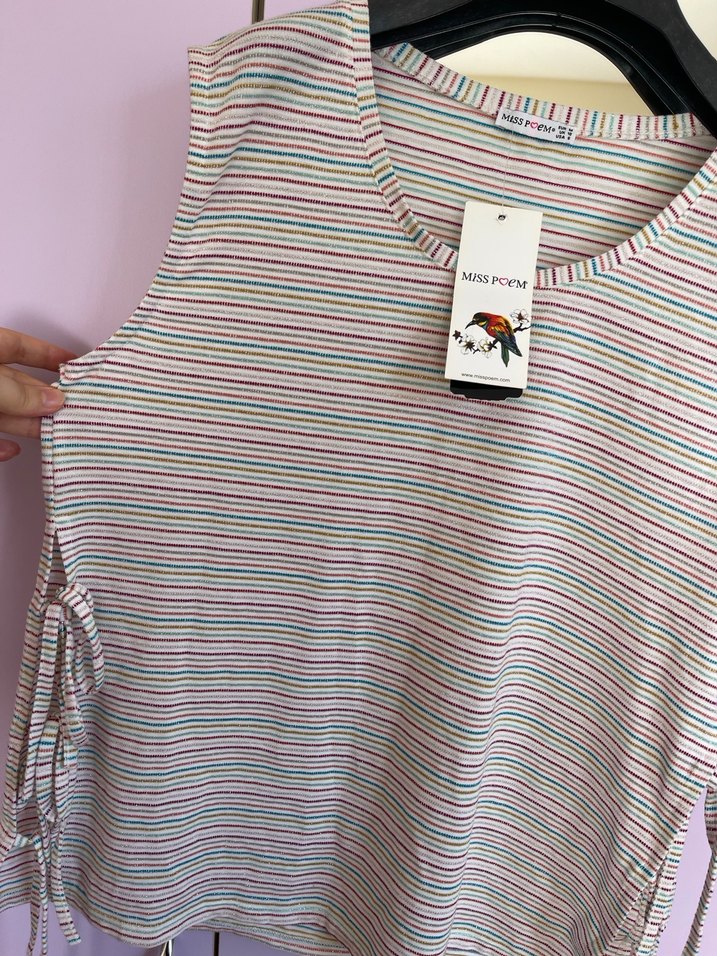 Çok Renkli Pamuklu Kolsuz Mini Tişört - Görsel 4