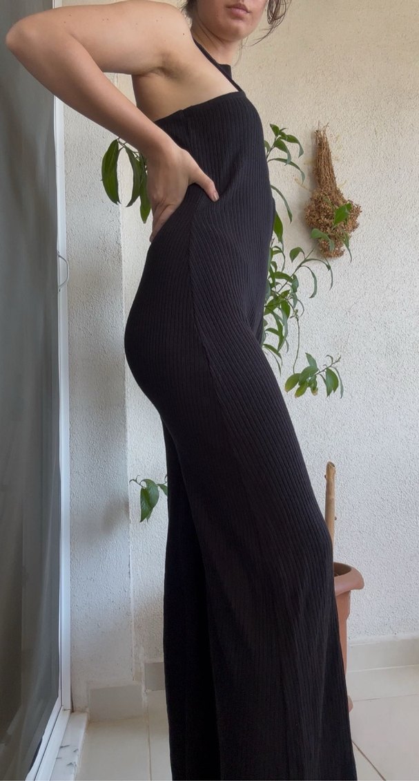 Siyah dekolteli  Kadın Tulum - Görsel 3