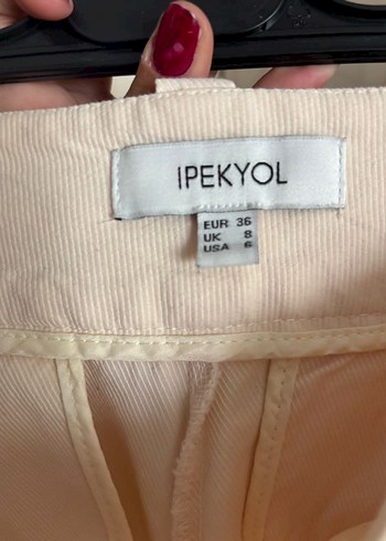 Toz pembe ipekyol Pamuk Midi Kumaş Kadın Pantolon - Görsel 4