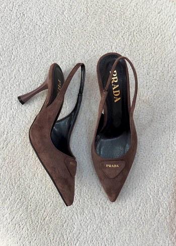 Kahverengi Süet Stiletto Kadın Ayakkabı - Görsel 4