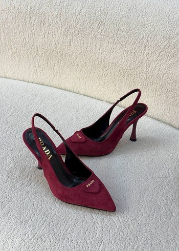 Bordo Süet Tokalı Stiletto - Görsel 5