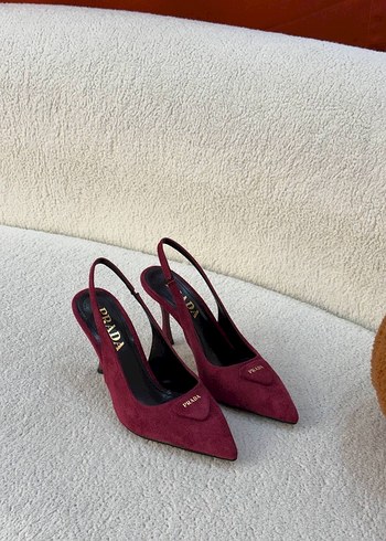 Bordo Süet Tokalı Stiletto - Görsel 4