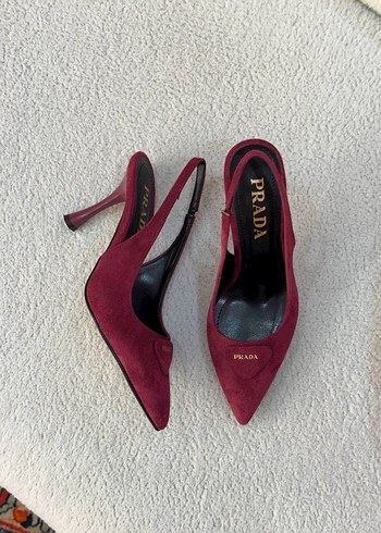 Bordo Süet Tokalı Stiletto - Görsel 6