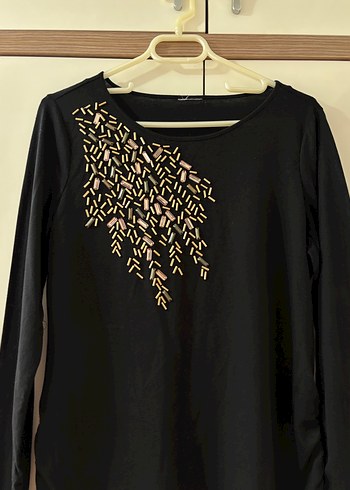 Siyah Uzun Kollu Baskılı Kadın Bluz - Görsel 3