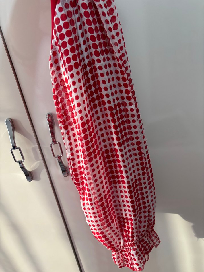 Kırmızı Fiyonklu Uzun Kollu Bluz - Görsel 3