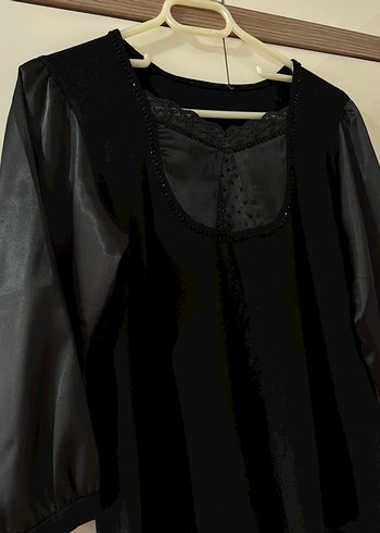 Düğmeli Siyah Gotik Midi Bluz - Görsel 2