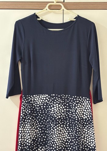 Uzun Kollu Kemerli Siyah Beyaz Elbise - Görsel 4