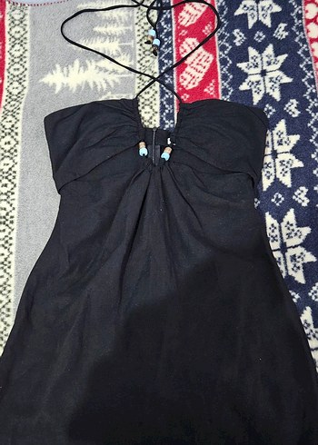 Siyah Straplez Mini Kadın Elbise - Görsel 3