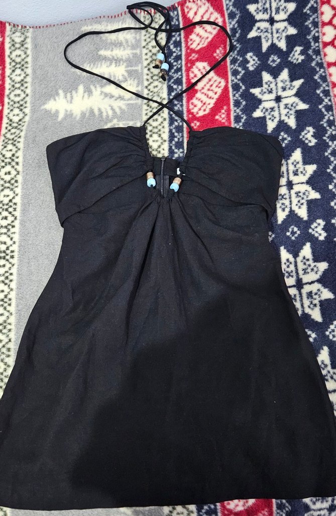 Siyah Straplez Mini Kadın Elbise - Görsel 3