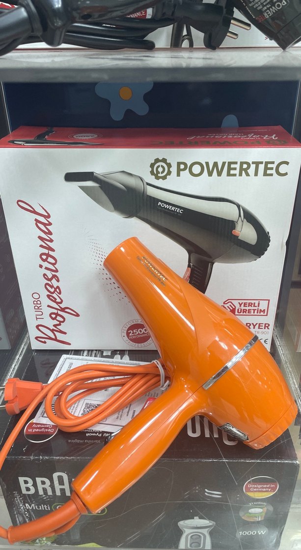 Powertec Profesyonel Renkli Siyah Saç Kurutma Makinesi - Görsel 3