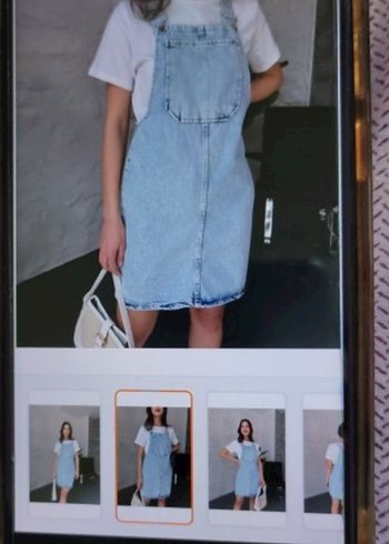 Mavi Denim Midi Kısa Tulum - Görsel 2