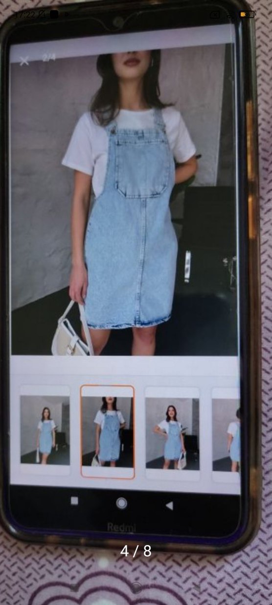 Mavi Denim Midi Kısa Tulum - Görsel 2