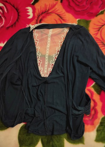 Bohem Tarz Mavi V Yaka dar  Hırka - Görsel 2