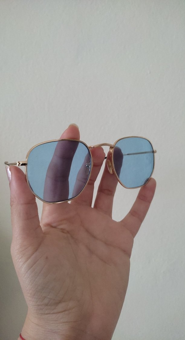 Şeffaf Mavi Camlı Minimalist Kadın Gözlüğü - Görsel 2