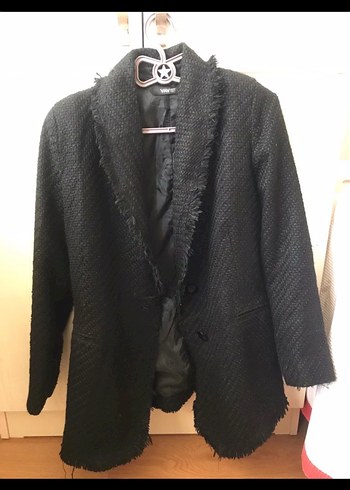 Düğmeli Siyah Kadın Triko Blazer Ceket - Görsel 2