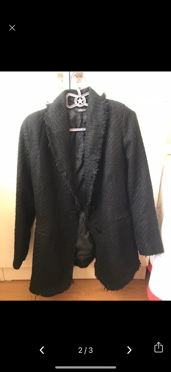 Düğmeli Siyah Kadın Triko Blazer Ceket - Görsel 2