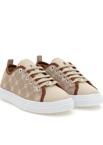 Bej Yılan Desenli Dolgu Topuklu Kadın Spor Ayakkabı - Görsel 2