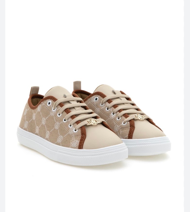 Bej Yılan Desenli Dolgu Topuklu Kadın Spor Ayakkabı - Görsel 2