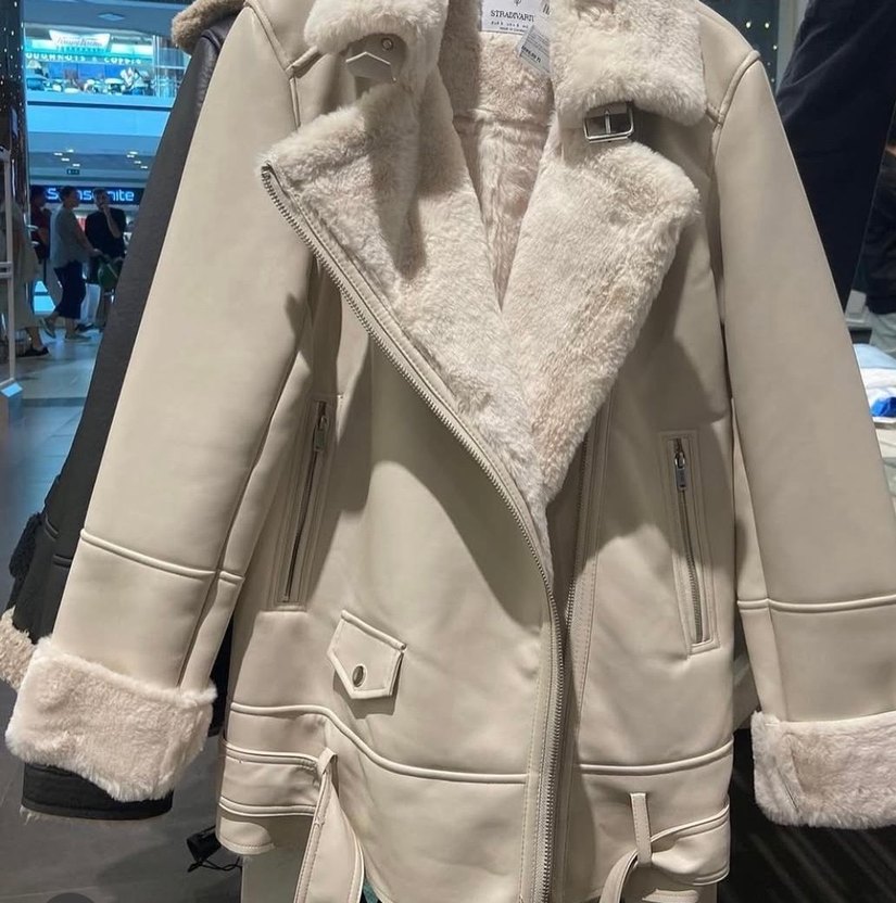 Bej Kadın Midi Boy Kürk Detaylı Ceket - Görsel 2