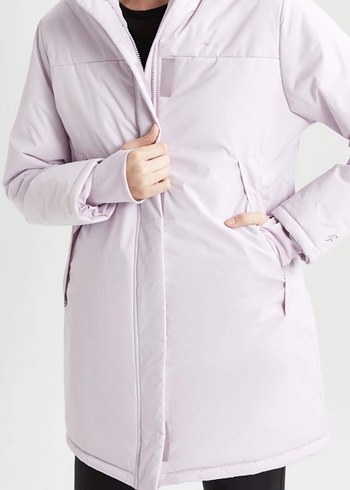 Mor Midi Kadın Kışlık Mont Fermuarlı - Görsel 3
