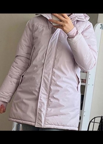 Mor Midi Kadın Kışlık Mont Fermuarlı - Görsel 2