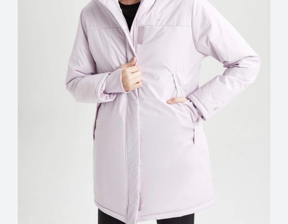 Mor Midi Kadın Kışlık Mont Fermuarlı - Görsel 3