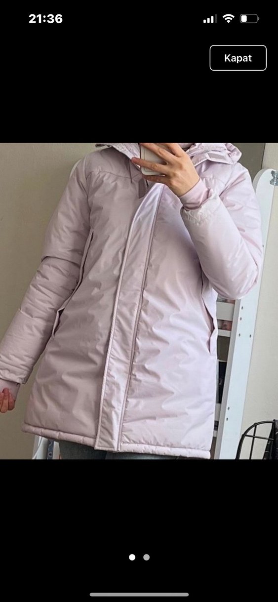 Mor Midi Kadın Kışlık Mont Fermuarlı - Görsel 2