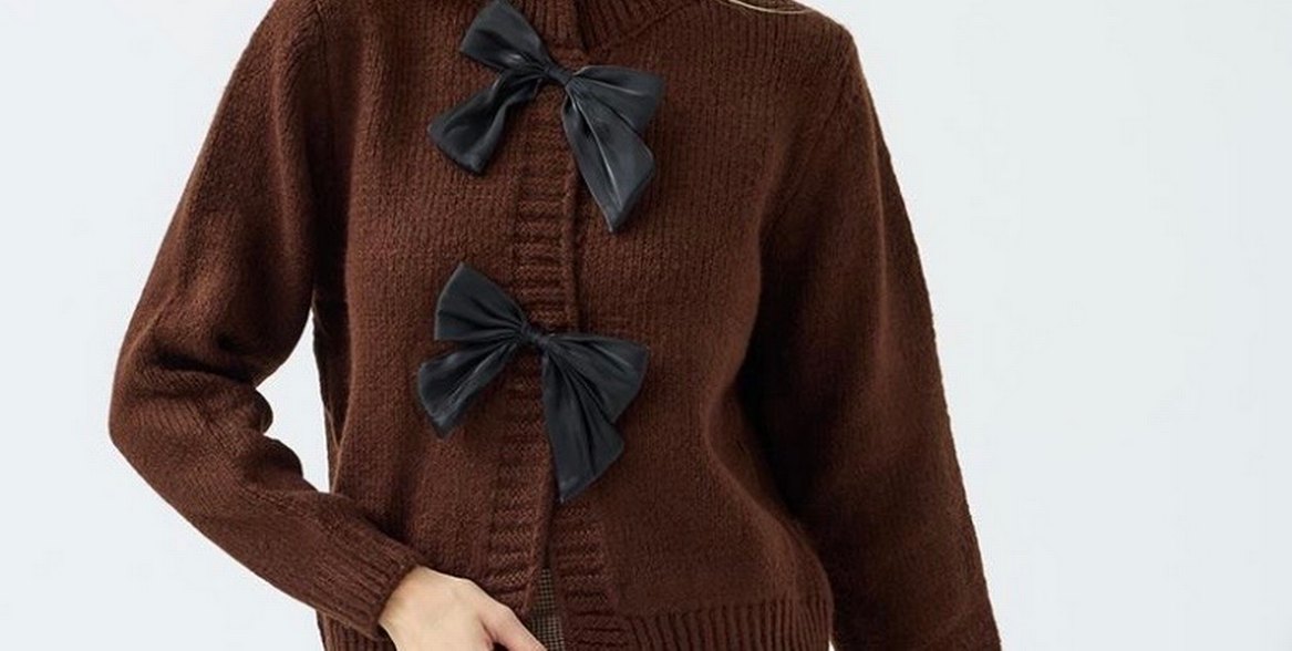 Kahverengi Örgü Kadın Hırka - Görsel 2