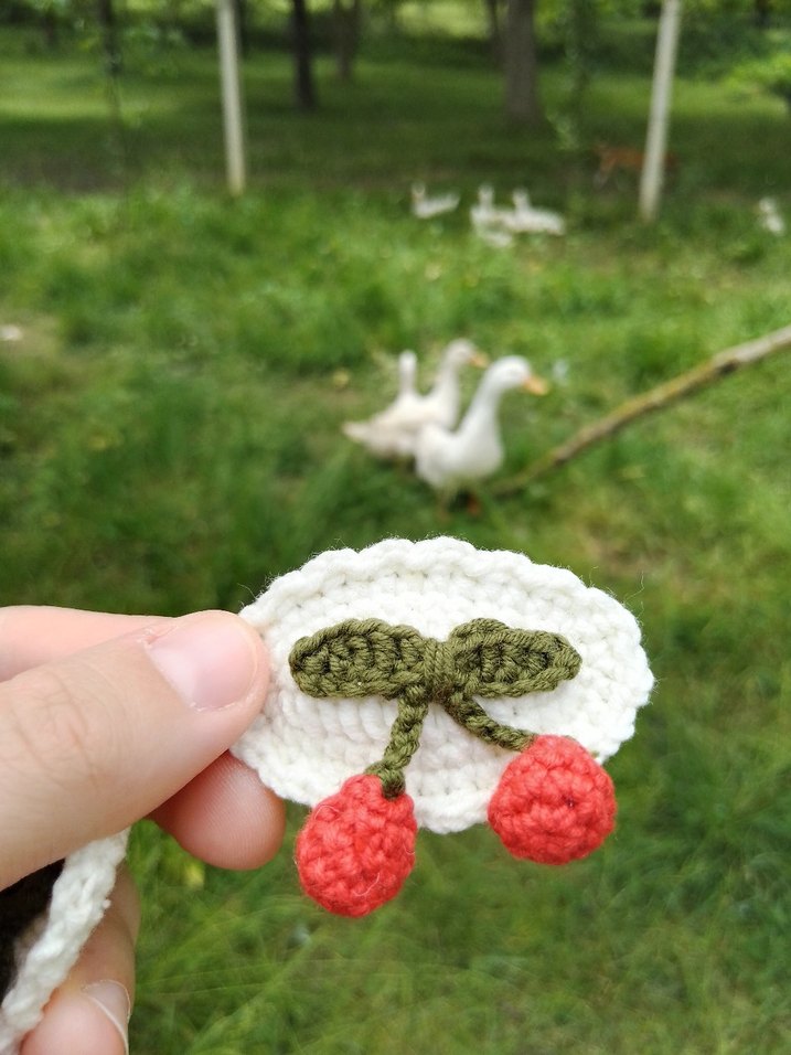 Nakışlı Örgü Kirazlı 2'li Çocuk Saç Tokası - Görsel 5