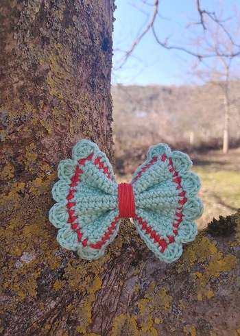 Renkli Örgü Fiyonk Saç Aksesuarı - Görsel 6