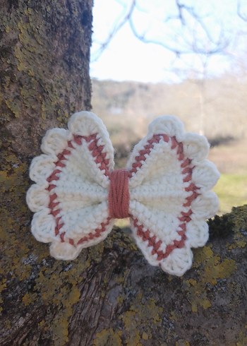 Renkli Örgü Fiyonk Saç Aksesuarı - Görsel 3