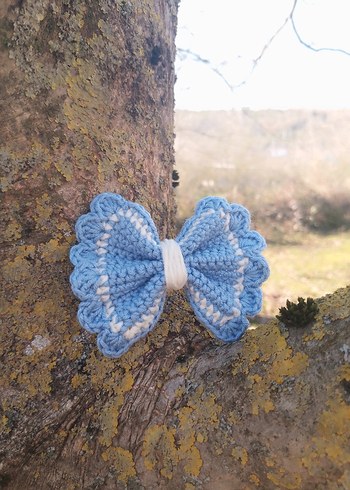 Renkli Örgü Fiyonk Saç Aksesuarı - Görsel 4