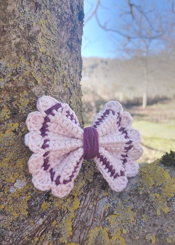 Renkli Örgü Fiyonk Saç Aksesuarı - Görsel 5