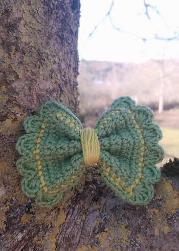 Renkli Örgü Fiyonk Saç Aksesuarı - Görsel 2