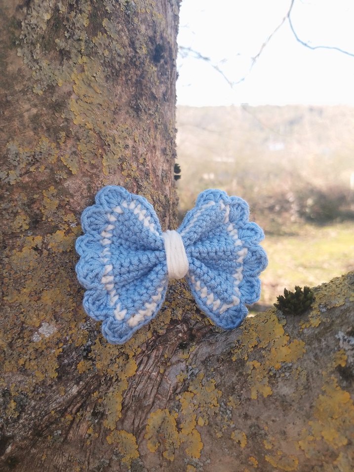 Renkli Örgü Fiyonk Saç Aksesuarı - Görsel 4