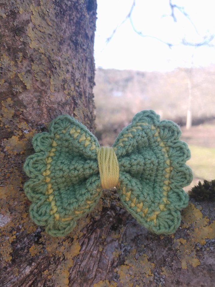 Renkli Örgü Fiyonk Saç Aksesuarı - Görsel 2