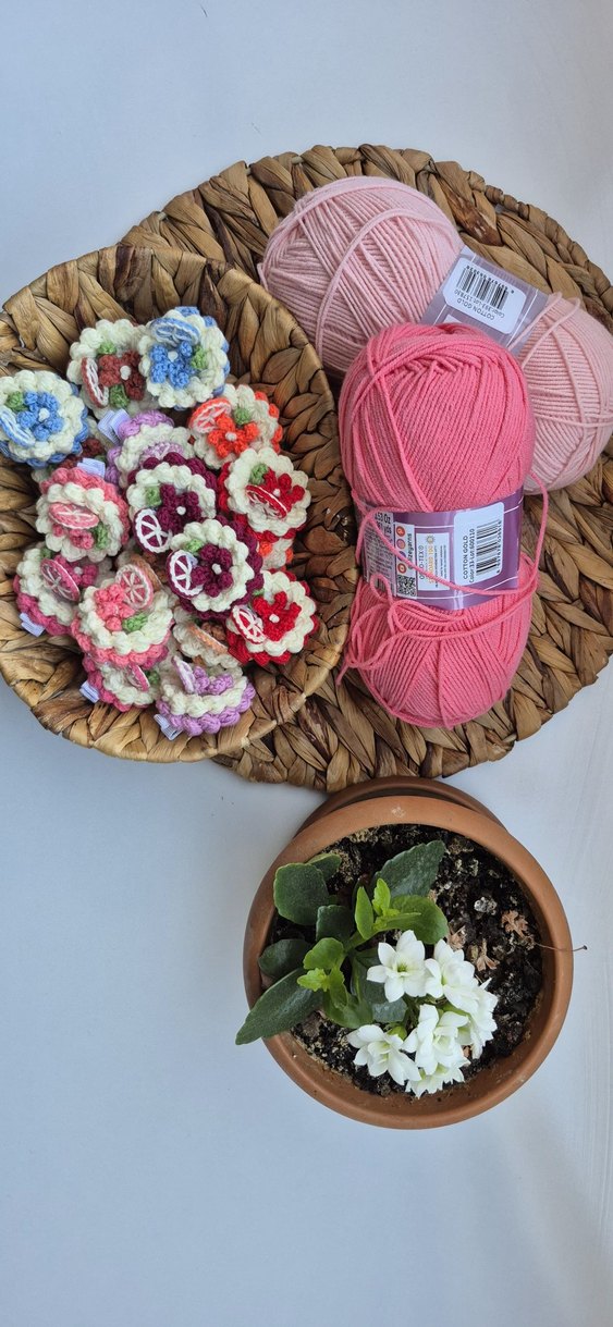 El Yapımı Bohem Çiçek 2'li Toka - Görsel 2