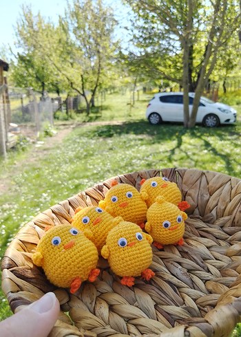 Renkli Sarı Örme Civciv Peluş Oyuncak - Görsel 7