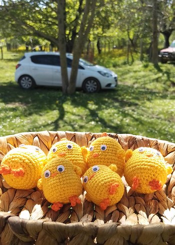 Renkli Sarı Örme Civciv Peluş Oyuncak - Görsel 3