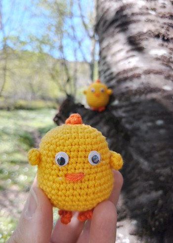 Renkli Sarı Örme Civciv Peluş Oyuncak - Görsel 4