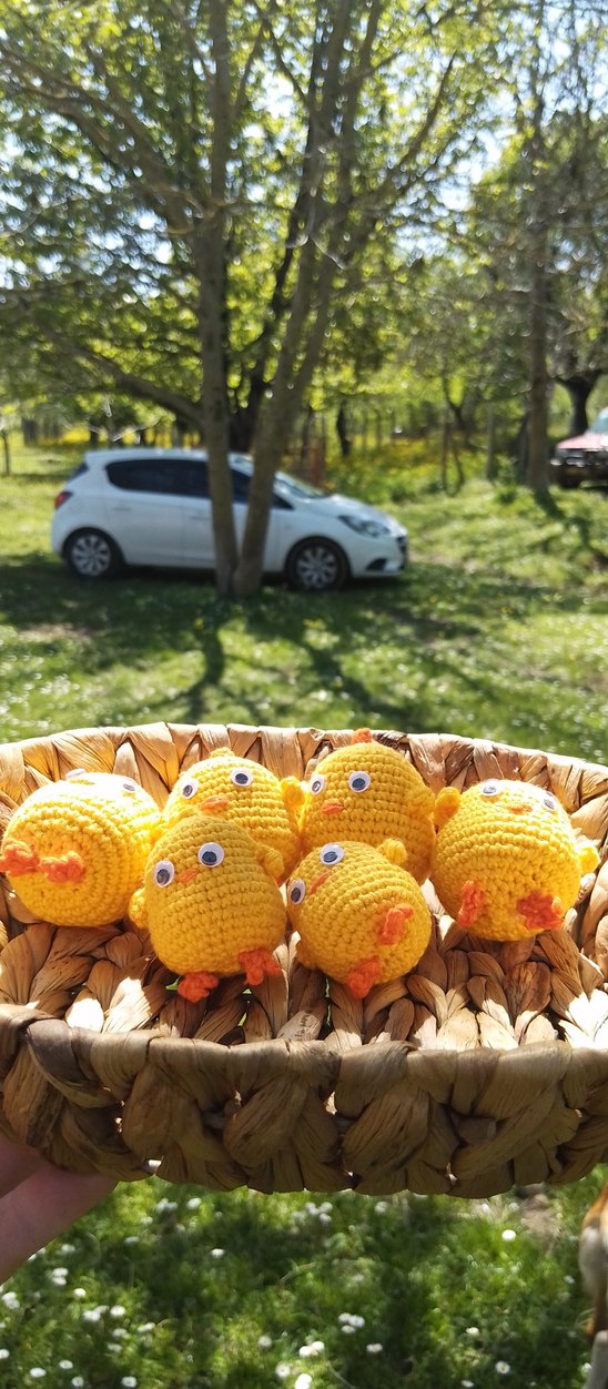 Renkli Sarı Örme Civciv Peluş Oyuncak - Görsel 3