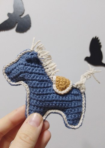 Mavi El Örgüsü At Peluş Oyuncak Anahtarlık - Görsel 2